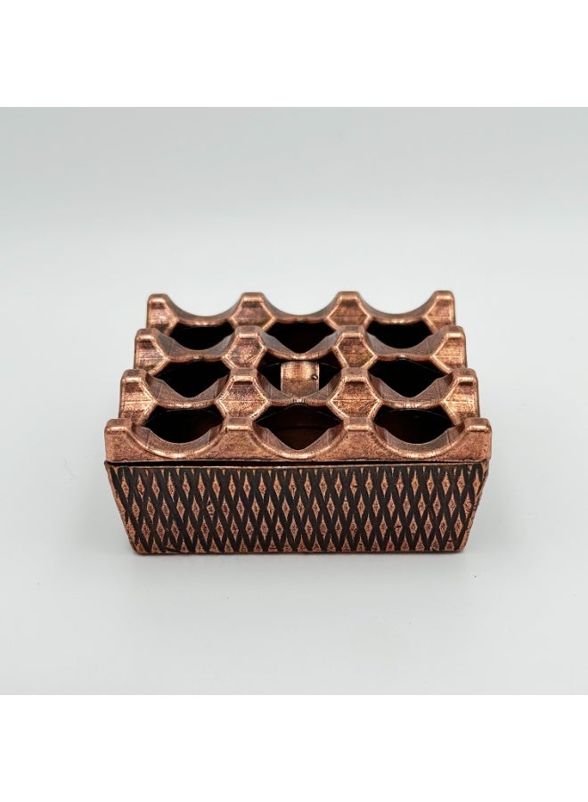 Decorative Ashtray with Geometric Design in Bronze – Made in Tyrkey - Image 1